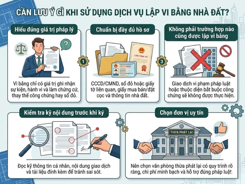 Cần lưu ý gì khi sử dụng dịch vụ lập vi bằng sổ đỏ, đất không sổ phường ba đình?
