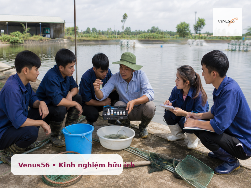Học nghề nuôi trồng thủy sản ở Nghệ An: kinh nghiệm chọn trường thực hành tốt 2 học nghề nuôi trồng thủy sản ở Nghệ An - thực hành ao nuôi