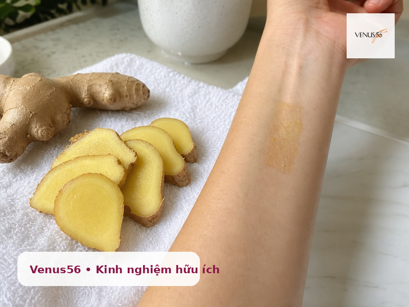 giảm mỡ bụng bằng rượu gừng - thử phản ứng da