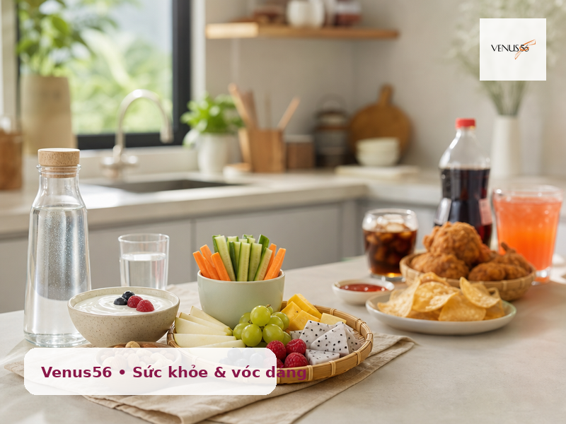 Hạn chế đồ uống ngọt món chiên và ăn vặt nhiều năng lượng để hỗ trợ vòng eo