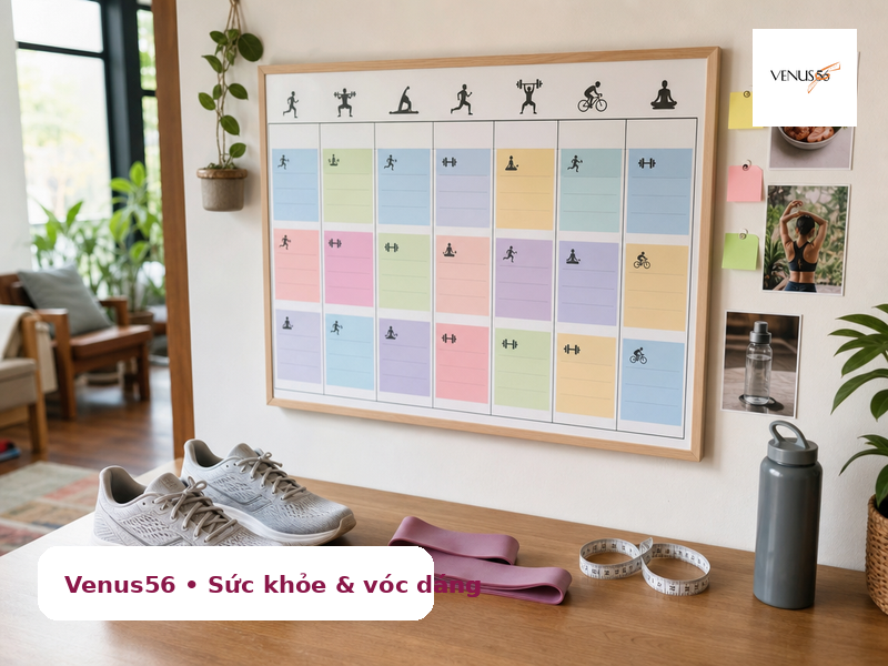 Lịch kết hợp cardio bài sức mạnh và theo dõi vòng eo tại nhà