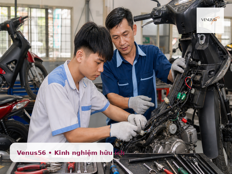 Học nghề sửa chữa xe máy ở Nghệ An: kinh nghiệm chọn trường thực hành tốt 2 học nghề sửa chữa xe máy Nghệ An - xưởng thực hành